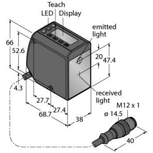 Photoelectric Sensor Diffuse-Mode Laser Sensor (Runtime Measurement)   LTF12UC2LDQP image 2