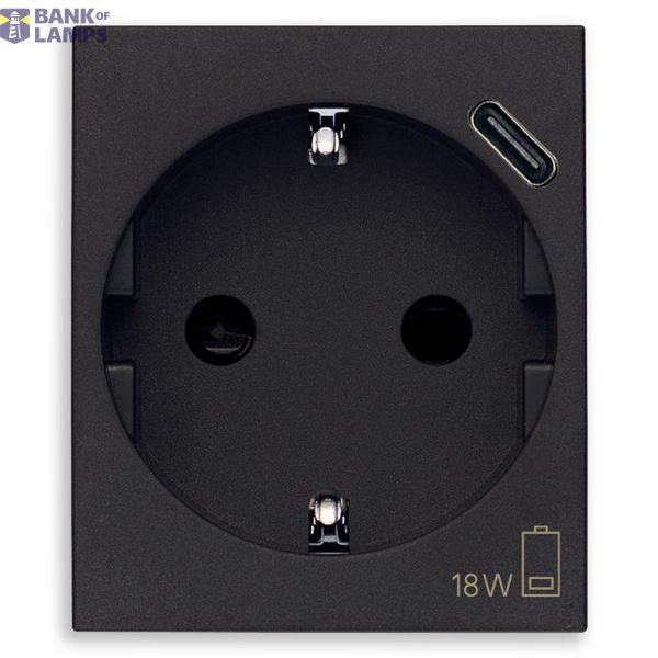2P+E 16A DE SICURY outlet +USBC 15 black image 1