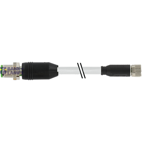 M12 male 0° / M8 female 0° A-cod. shielded PUR 4x0.34 gy 1.3m image 2