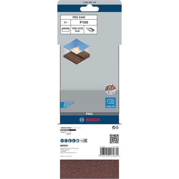 3-piece X440 sanding belt set 100 x 610 mm, 100 image 2