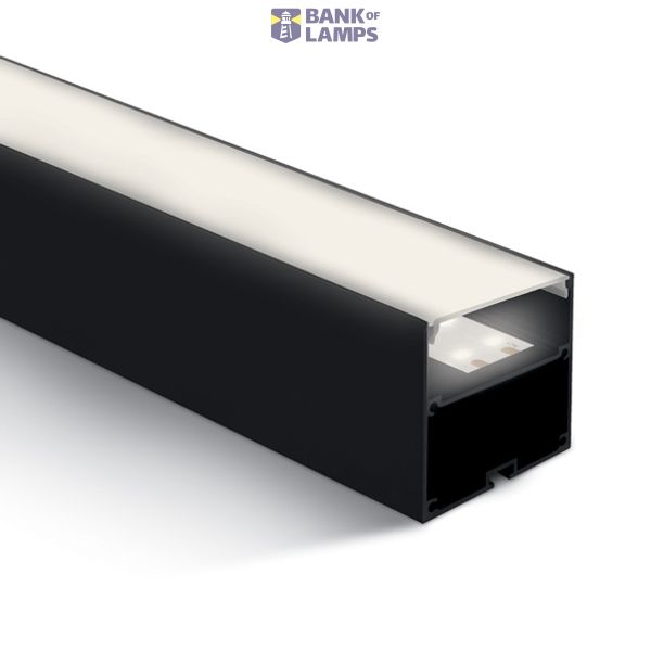 BLACK SURFACE PROFILE 2m FOR 45mm STRIPS + PC OPAL DIFFUSER image 1