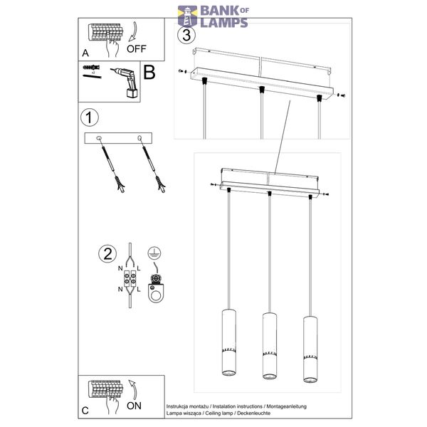 HANGING LAMP LOOPEZ 3L BLACK/COPPER GU10 3X40W IP20 image 7