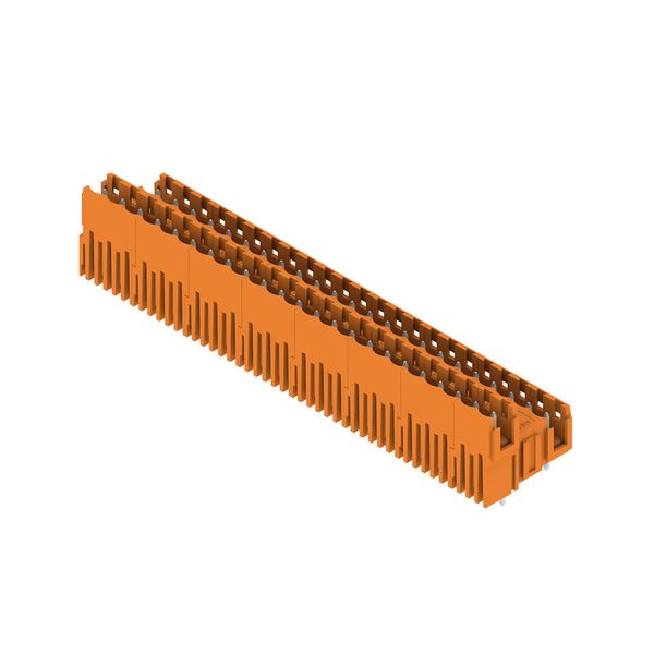 PCB plug-in connector, male header, Dovetails for fixing blocks, THT solder connection, 5.08 mm, Number of poles: 46, 180°, Solder pin length (l): 3.2 mm, tinned, orange, Box image 3