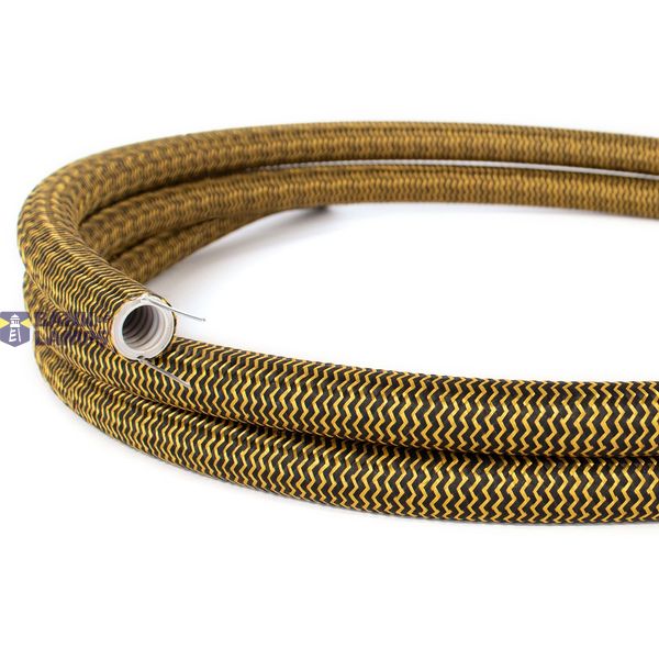 Creative-Tube flexible conduit, Rayon ZigZag Gold and Black RZ24 fabric covering, diameter 20 mm image 1