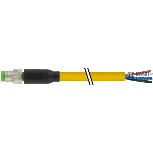 M8 male 0° A-cod. with cable PUR 4x0.25 ye UL/CSA+drag ch. 15m image 1