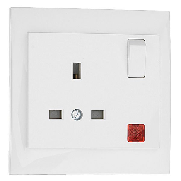 EARTH SOCK (BRITISH) W/SWITCH & PILOT LAMP WH image 1