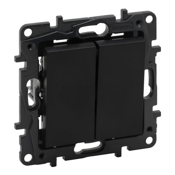 2-GANG 1-WAY PUSH-BUTTON 6A AUTOMATIC TERMINALS BLACK image 1