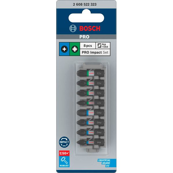 Impact Control Insert Bit Pack, 8-piece, 1xPH1;3xPH2;1xPH3;2xPZ2;1xPZ3 image 2