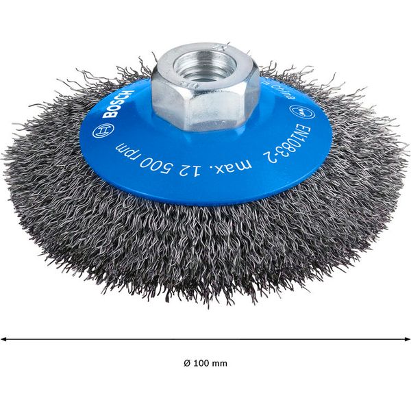 Bevel Brush Crimped 100 mm Steel image 2