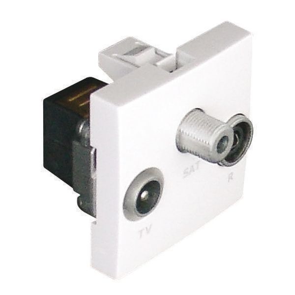 R-TV-SAT SOCKET (TERMINAL TYPE) -2 MOD WHITE image 1