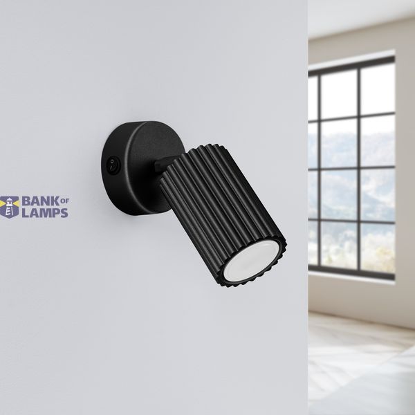ADJUSTABLE BLACK WALL LAMP WITH SWITCH ON CARBON ROSETTLE FOR BEDROOM image 3