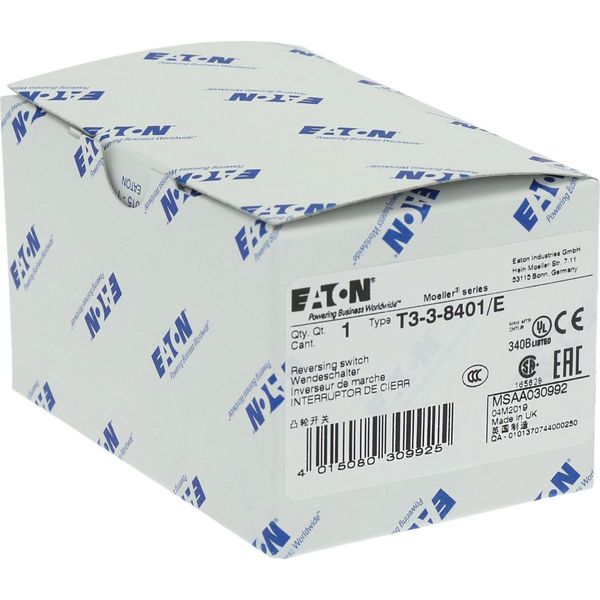 T3-3-8401/E Reversing switches, T3, 32 A, flush mounting, 3 contact unit(s), Contacts: 5, 60 °, maintained, With 0 (Off) position, 1-0-2, Design number 8401 image 22