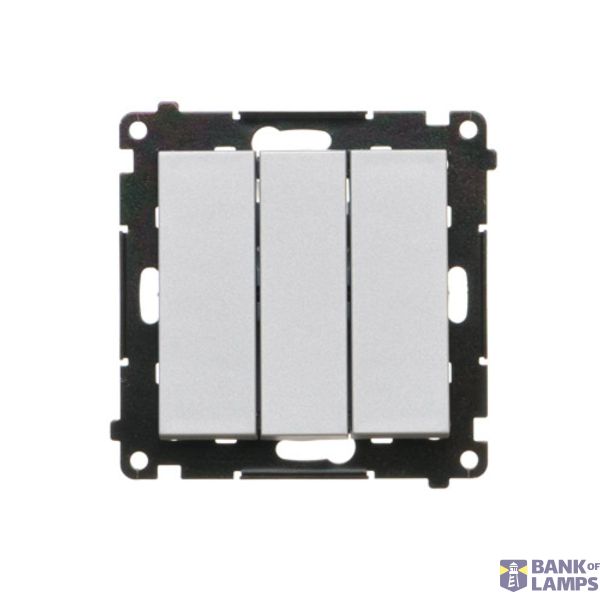 Triple switch with backlight, 10AX, matt aluminum image 1