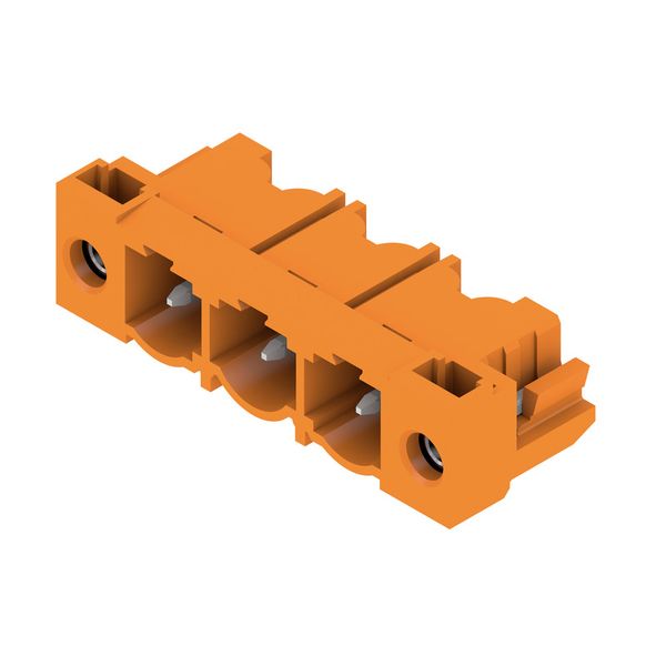 PCB plug-in connector, male header, Solder flange, THT solder connection, 7.62 mm, Number of poles: 3, 90°, Solder pin length (l): 3.2 mm, tinned, orange, Box image 2