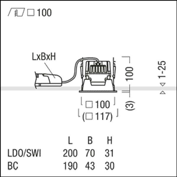 P-INF Q100L 1000-930 LDO GD WH - LED ceiling-recessed luminaire image 3