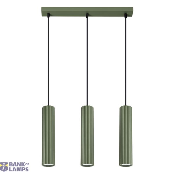 Elegant KARBON pendant lamp with three pendants and an olive ceiling plate 3xGU10 image 9