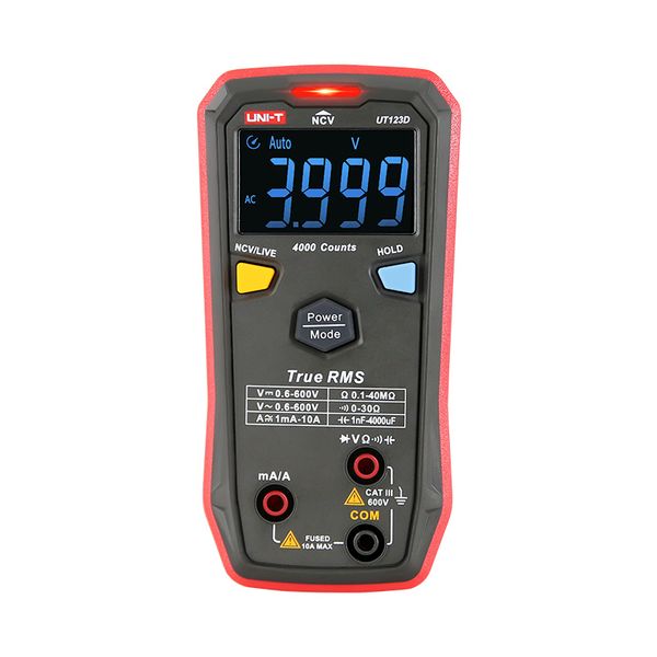 Residential Digital Multimeter 600V AC/DC, 10A AC/DC, NCV,  40MOm, 4000uF, -40-300C, 4000, CAT III 600V, UNI-T image 1