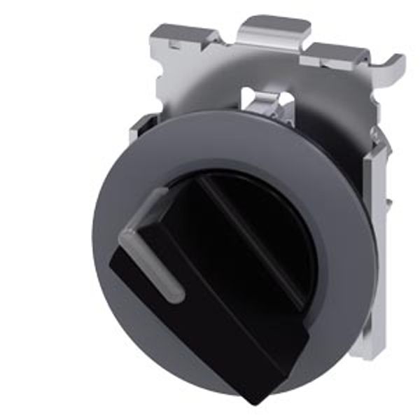 Toggle switch illuminable, 30 mm, round, metal, matt, black, knob short image 1