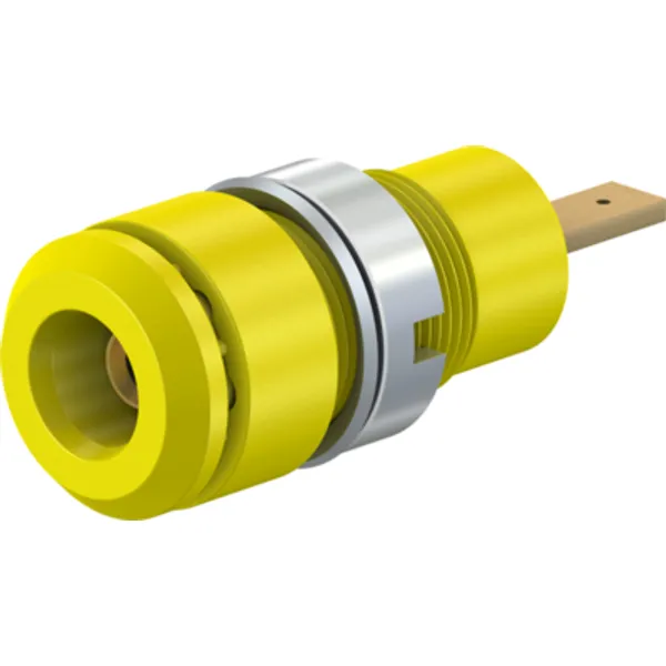 2 mm socket, flat plug connection, mounting Ø 8.6 mm, CAT III, yellow, 65.9098-24 image 1