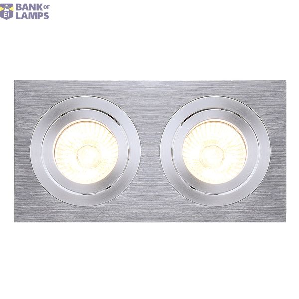 NEW TRIA II MR16 downlight, rectangular, alu brushed, max. 2x50W, incl. clip springs image 4