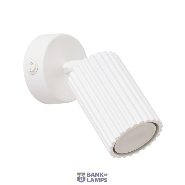Elegant KARBON white wall lamp, adjustable arm, switch on the rosette image 2