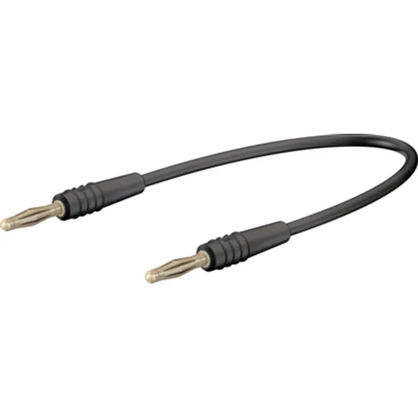 Measuring lead with (2 mm plug, spring-loaded, straight) to (2 mm plug, spring-loaded, straight), 150 mm, black, PVC, 0.5 mm², 28.0047-01521 image 1