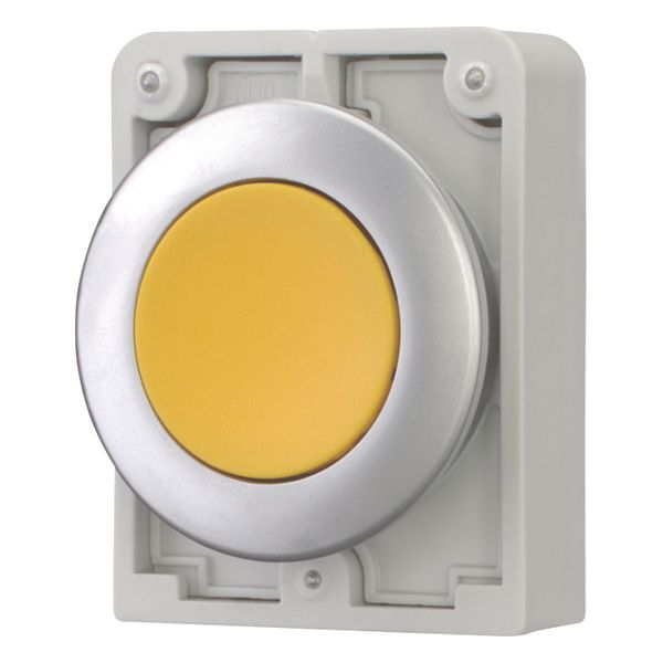 M30C-FDR-Y Pushbutton, RMQ-Titan, Flat, maintained, yellow, Blank, Metal bezel image 2