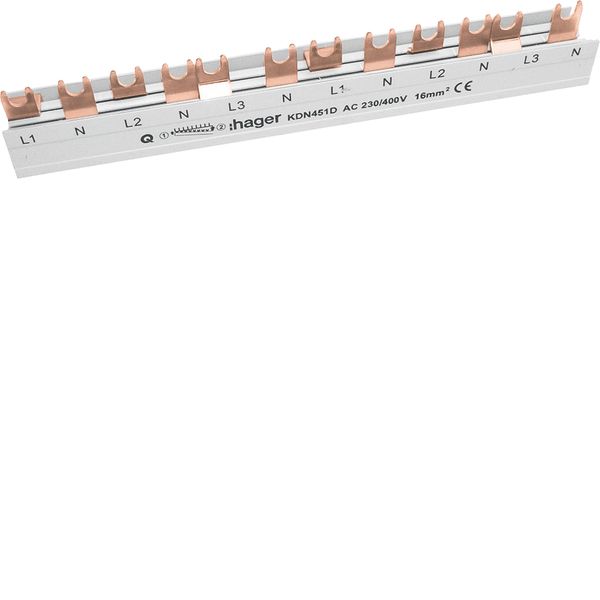 Insulated busbar 3x(P+N) fork 16mm² 12M image 1