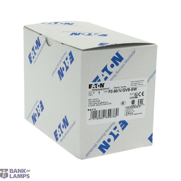 P3 Main switch, 80 A,Rear mounting, 3 pole, Form V/SVB, Black, Door co image 3