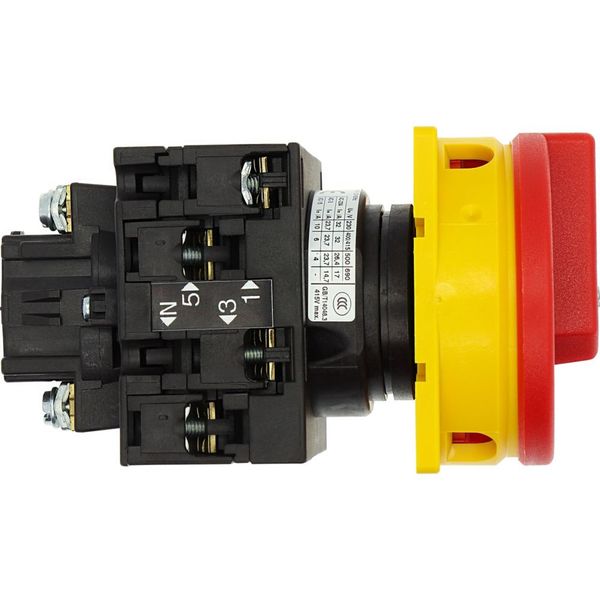 T3-2-10/EA/SVB Main switch, T3, 32 A, flush mounting, 2 contact unit(s), 3 pole + N, Emergency switching off function, With red rotary handle and yellow locking ring image 33