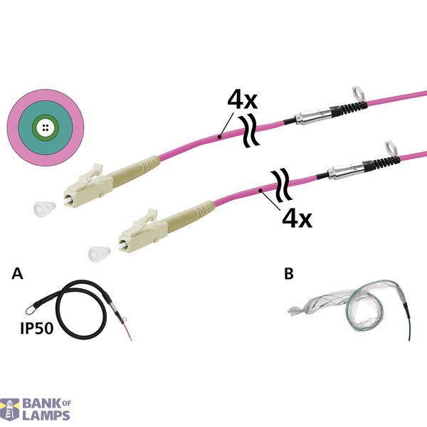 OpDAT VIK Universal cable 4xOM4, LC-LC, 40 m, one-sided pulling aid IP image 1