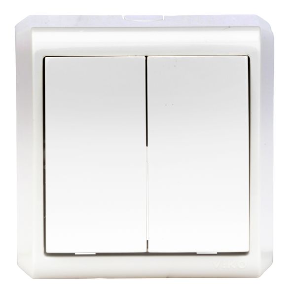 Two-gang one way switch, screw clamps, VISIO IP20, white image 1