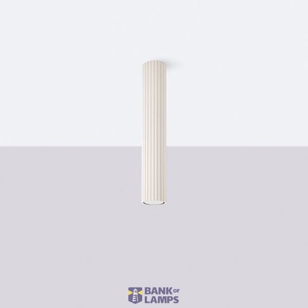 CYLINDRICAL BEIGE CEILING LAMP 40 CM CARBON VERTICAL PATTERN GU10 image 3