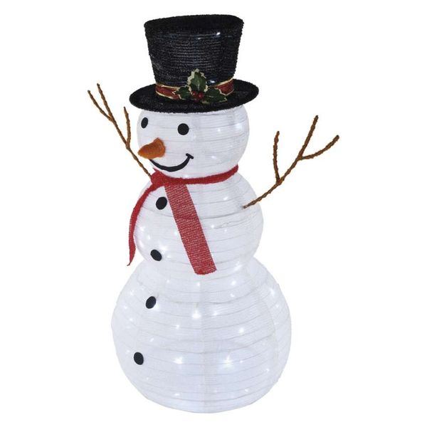 Folding LED snowman, 90 cm, outdoor and indoor, cool white image 1