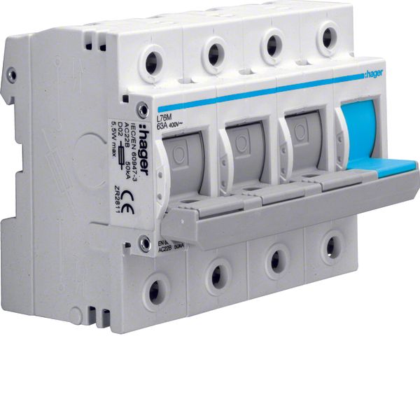 Fuse-switch-disconnector D02 E18 63A AC400 V 3pole+N DIN rail image 1