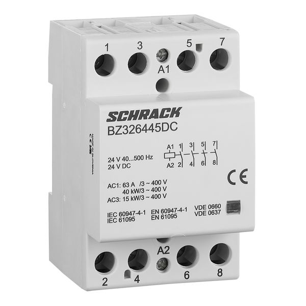 Modular contactor 63A, 4 NO, 24V AC/DC, 3MW image 1