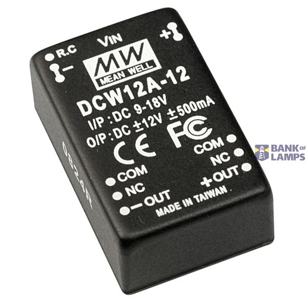 DCW12C-05 DC/DC Converter 36-72V:+/-5V 1200mA 12W, MEAN WELL image 1