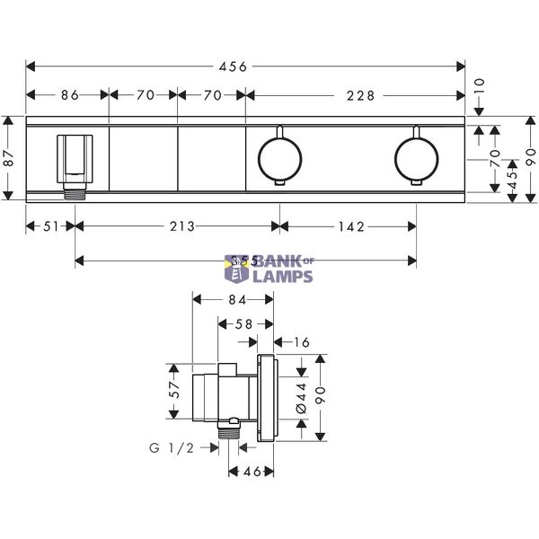 RainSelect shower thermostat, 2 functions, with shower head holder, chrome image 2