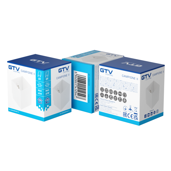 Wall luminaire CAMPIONE II, G9, IP20, max. 40 W, IP20, square, white image 3