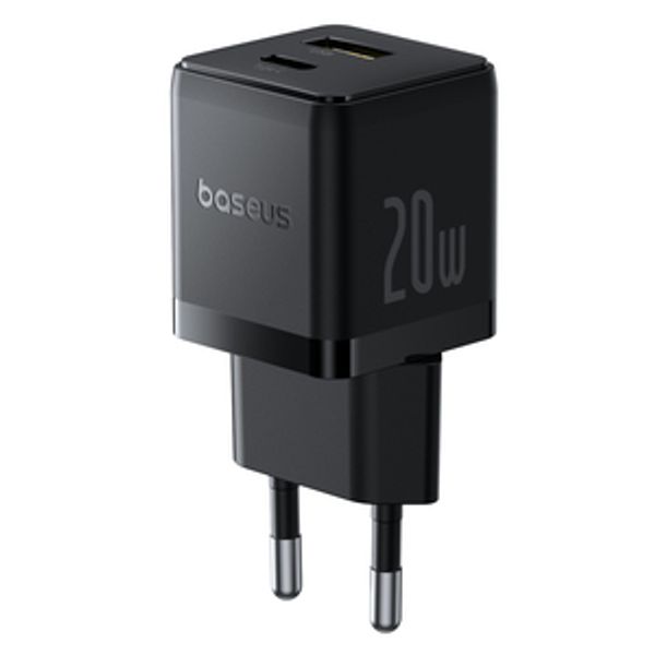 Wall Fast Charger Palm 20W USB + USB-C QC3.0 PD3.0 with USB-C Cable 1m, Black image 1