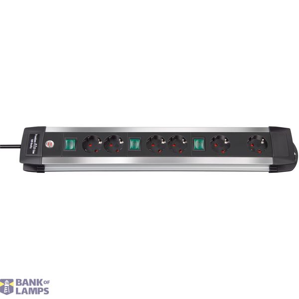 Premium-Alu-Line Technics extension lead 6-way 3m H05VV-F 3G1,5 every 2 sockets switched image 1