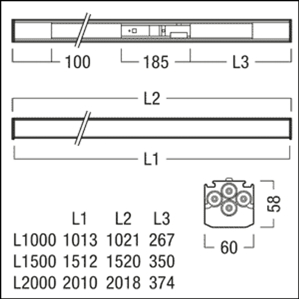 TECTON T LED L1000 WH IP64 - Single luminaire image 2