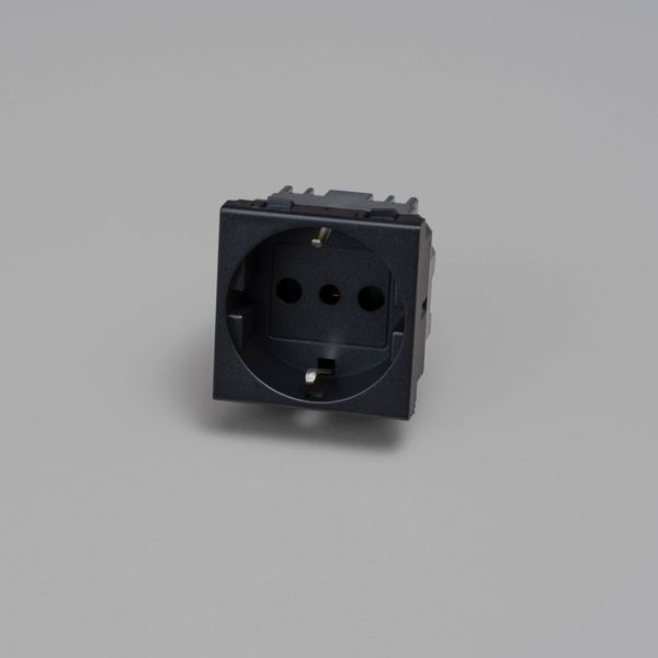 ITALIAN SOCKET MODULE / TYPE F + L / 45 MM / GRAPHITE image 1