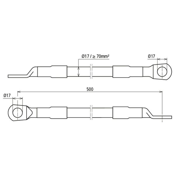 CuStAl earthing connector, cable lug on both ends D 17mm L 500mm image 2