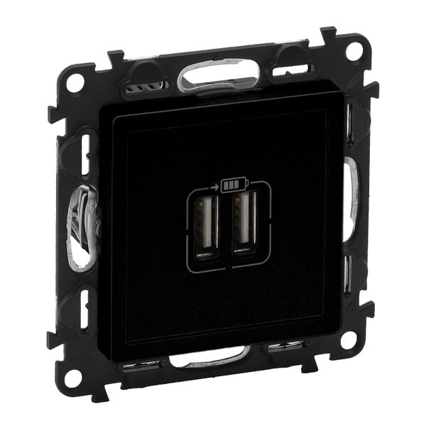 2 USB CHARGER A+A 3A 15W MAT BLACK VALENA LIFE image 1