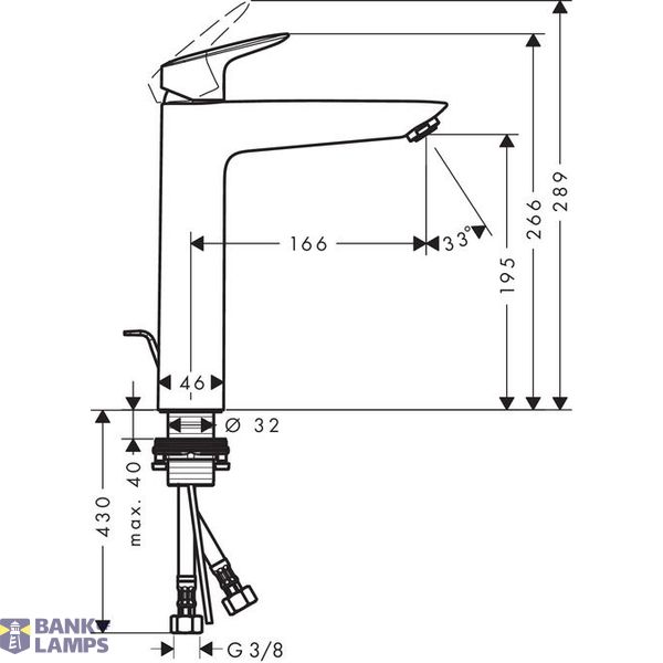 Logis 190 sink mixer with pop-up, chrome image 2