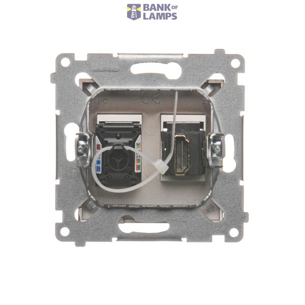 Single-pole switch + two-pole switch - 2 push buttons, 16AX, black matt image 1
