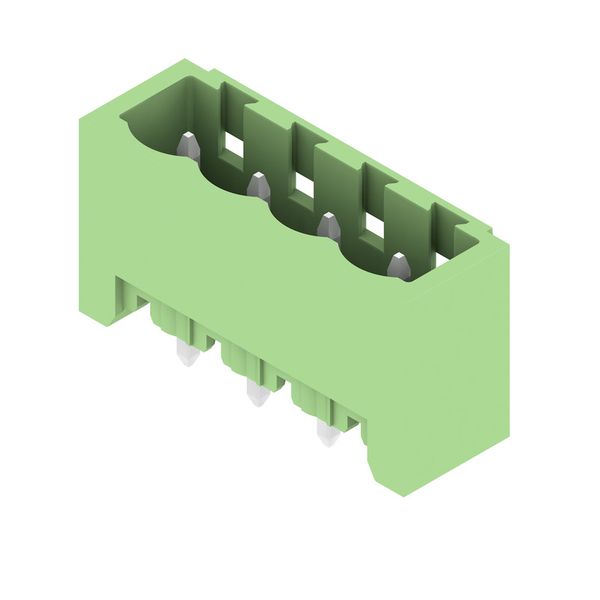 PCB plug-in connector, male header, closed side, THT solder connection, 5.08 mm, Number of poles: 4, 180°, Solder pin length (l): 3.2 mm, tinned, Pale green, Box image 3