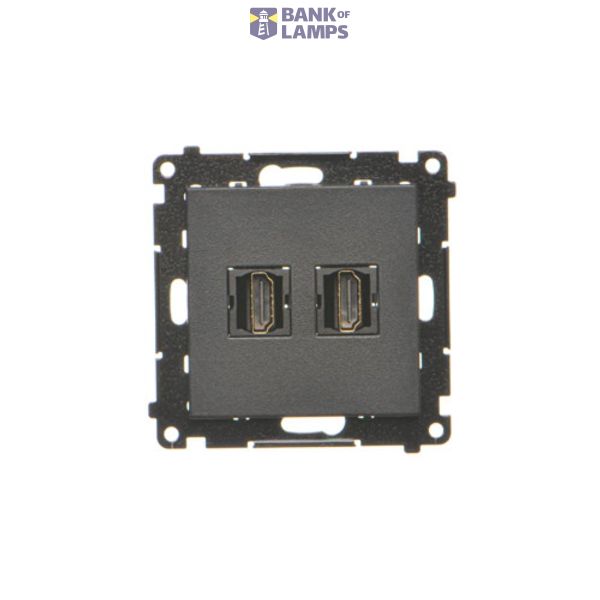 HDMI double socket, module, black matt, HDMI Standard: HDMI 1.4 image 1
