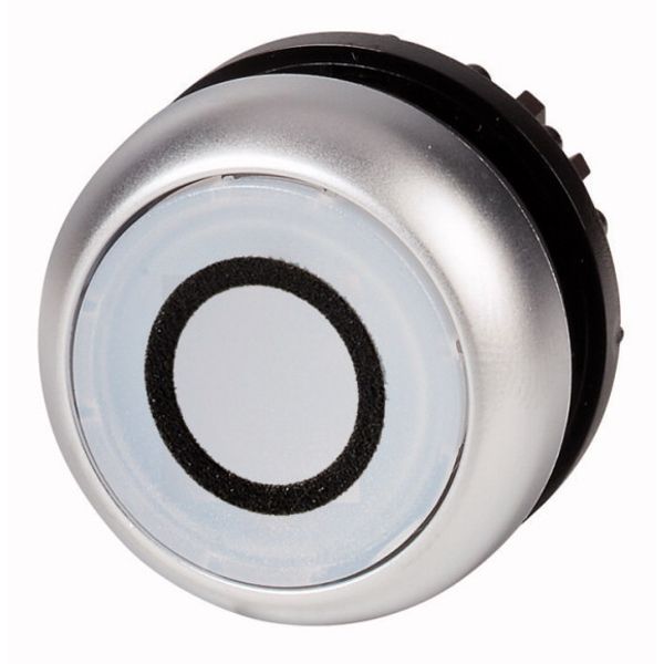 M22-DL-W-X0 Illuminated pushbutton actuator, RMQ-Titan, Flush, momentary, White, inscribed 0, Bezel: titanium image 1